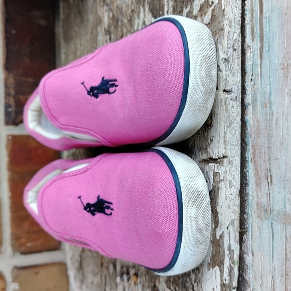 Ralph Lauren Polo toddler shoes size 3 Pink Canvas Slip Ons - Picture 6 of 10